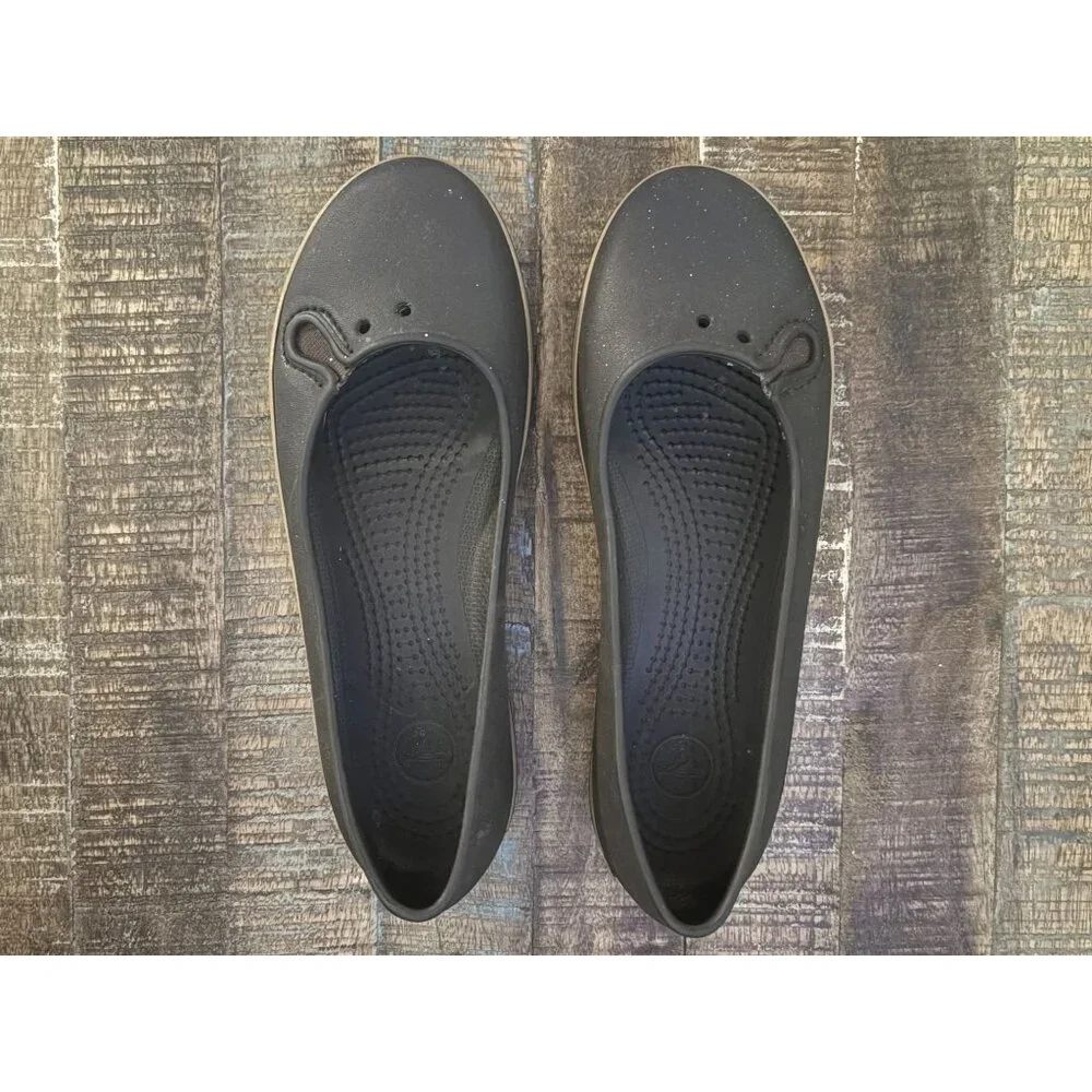 Ladies Crocs Flat Ballerina Crocband Slip-On Casual Flats Brown Size 6 - Picture 3 of 10